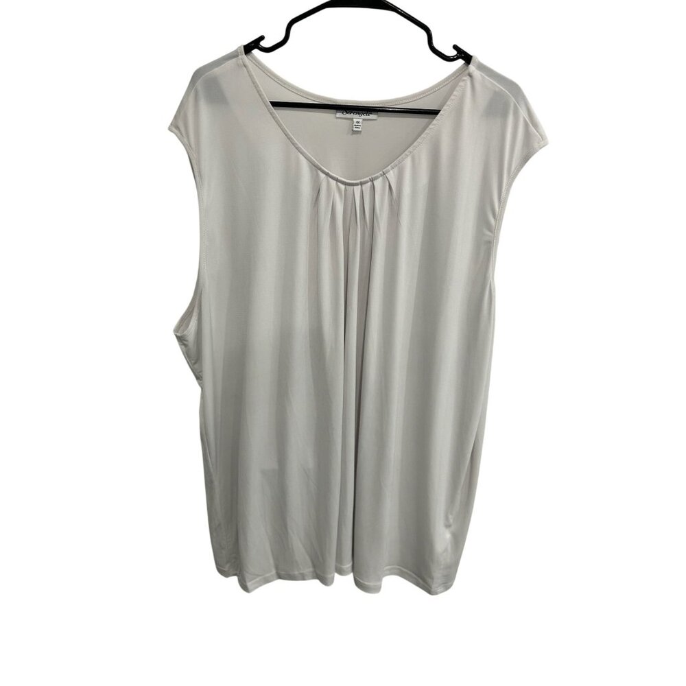 Serengeti Womens Plus Size V Neck Pleated Blouse 4X Polyester Spandex White Top